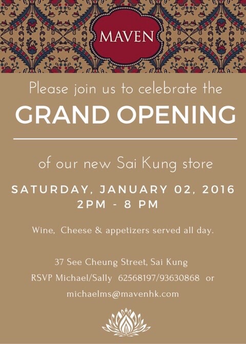 Invitation to Maven’s new Sai Kung Store opening