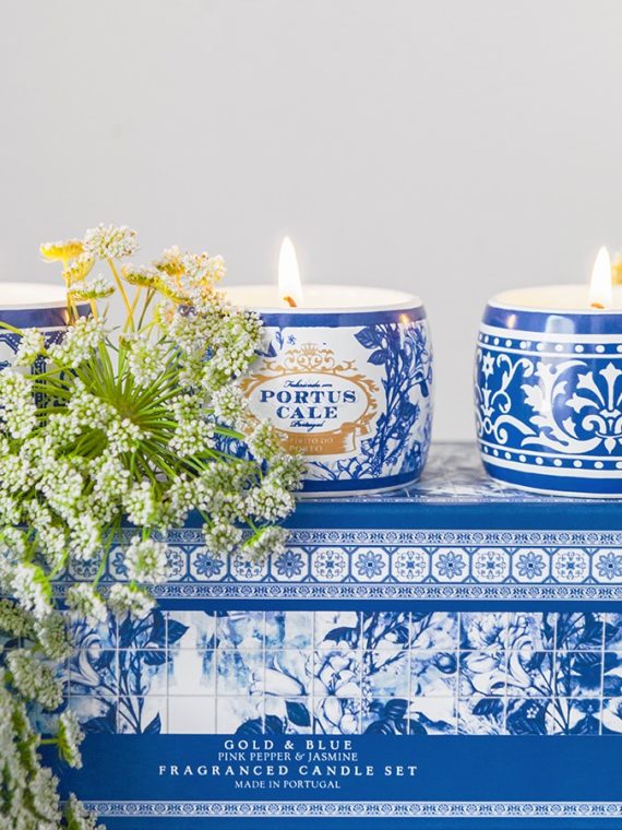 Portus Cale Gold & Blue Fragranced candle set